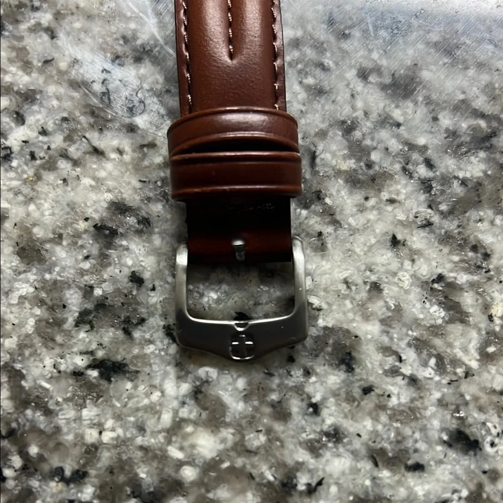 Wenger By Victorianox Brown Leather Strap Watch with Silver Accents